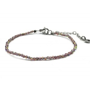 Браслет из циркона шарик гр.2мм цвет сиреневый хамелеон, 19см (иск.)