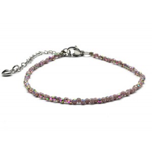 Браслет из циркона шарик гр.2мм цвет сиреневый хамелеон, 19см (иск.)