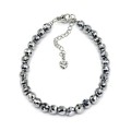 Браслет из циркона шарик гр.6мм цвет серебристый, 18см (иск.)