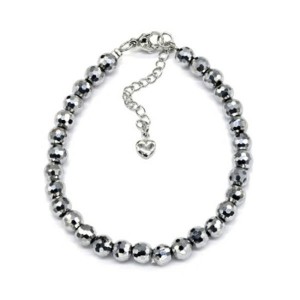 Браслет из циркона шарик гр.6мм цвет серебристый, 18см (иск.)