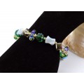 Браслет с цирконом цвет зеленый, 16см (иск.)