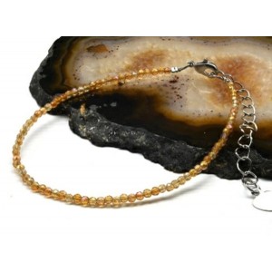 Браслет из циркона шарик гр.2мм цвет песочный, 19см (иск.)