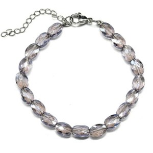 Браслет из циркона овал 6*8мм цвет сиреневый, 18см (иск.)