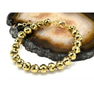 Браслет из циркона шарик гр.8мм цвет золотистый, 18см (иск.)