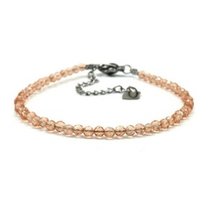 Браслет из циркона шарик гр.3мм цвет персиковый, 17см (иск.)