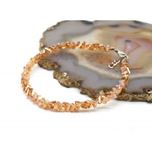 Браслет из циркона огранка 4мм цвет коньячный, 17см (иск.)