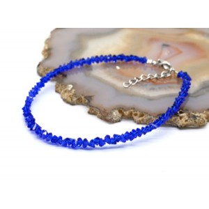 Браслет из циркона огранка 3мм цвет синий яркий, 18см (иск.)