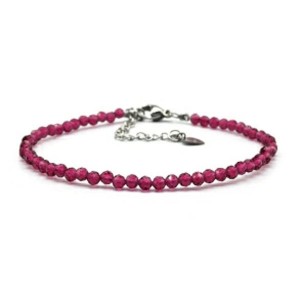 Браслет из циркона шарик гр.3мм цвет малиновый, 17см (иск.)