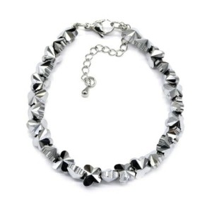 Браслет из циркона форма 6*8мм цвет серебристый, 18см (иск.)