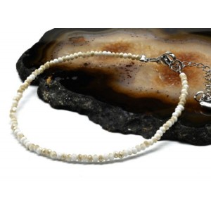 Браслет из циркона шарик гр.2мм цвет белый, 19см (иск.)