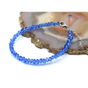 Браслет из циркона огранка 4мм цвет васильковый, 17см (иск.)