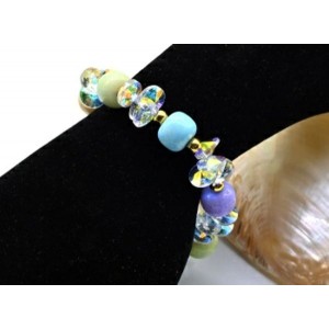 Браслет Шарики 10мм с цирконом цвет ассорти, 17см (иск.)