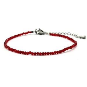 Браслет из граненых бусин мелких 2мм циркон цвет вишневый, 17см (иск.)