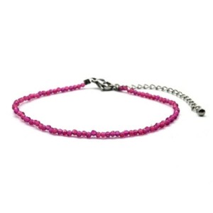 Браслет из граненых бусин мелких 2мм циркон цвет розовый, 17см (иск.)