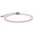 Браслет из граненых бусин мелких 2мм циркон цвет розовый, 17см (иск.)