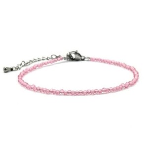 Браслет из граненых бусин мелких 2мм циркон цвет розовый, 17см (иск.)
