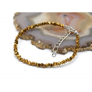 Браслет из циркона огранка 3мм цвет золотистый, 18см (иск.)