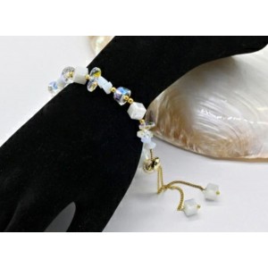 Браслет из циркона цвет хрусталь хамелеон, белый, 16см (иск.)