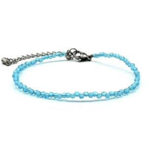 Браслет из граненых бусин мелких 2мм циркон цвет голубой, 17см (иск.)