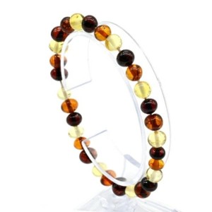 Браслет янтарный мятый шарик 6-7мм цвет лимонный, светло-коньячный, коньячный, 4,3г, 16см