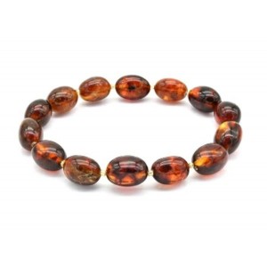 Браслет из янтаря овал 10*14мм цвет коньячный, 17см