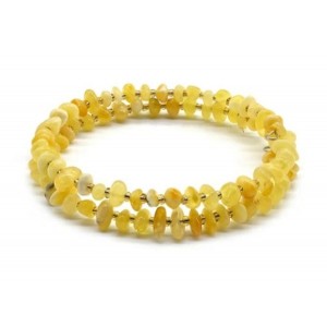 Браслет из янтаря на пружинке крошка цвет молочный, 17см Браслет из янтаря на пружинке крошка цвет молочный, 17см
