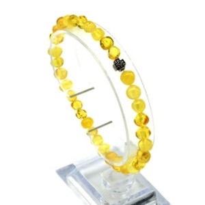 Браслет из янтаря мятый шарик 6-7мм цвет лимонный, 18см