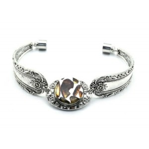 Браслет из медицинской стали с янтарем мозаика круг 18мм, 18см Браслет из медицинской стали с янтарем мозаика круг 18мм, 18см