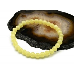 Браслет из янтаря шарик 6мм цвет молочный, 17см (иск.)