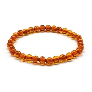 Браслет из янтаря шарик 6мм цвет коньячный, 17см (иск.)