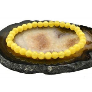 Браслет из янтаря шарик 6мм цвет молочно-медовый, 17см (иск.)