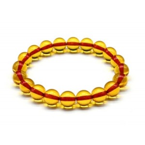 Браслет с шариками 10мм из янтаря цвет медовый, 17см (иск.)
