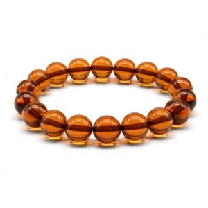 Браслет с шариками 12мм из янтаря цвет коньячный, 18см (иск.)