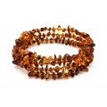 Браслет из янтаря на пружинке 3 витка крошка цвет коньячный, 17