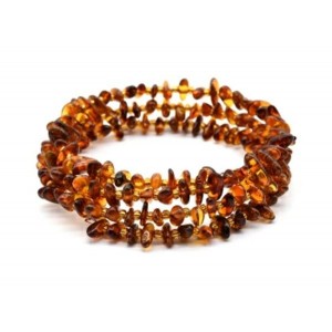 Браслет из янтаря на пружинке 3 витка крошка цвет коньячный, 17