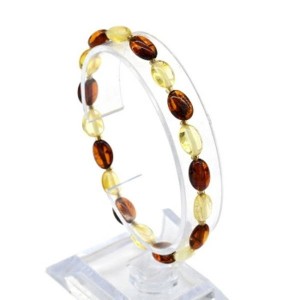 Браслет янтарный с бисером галтовка 7*10мм цвет лимонный, коньячный, 17см