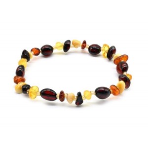 Браслет из янтаря галтовка ассорти, 17см