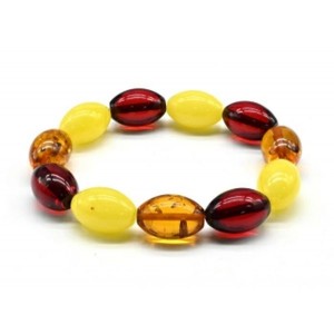 Браслет из янтаря рис 12*19мм цвет молочный, св.коньячный, вишня, 17см (иск.)