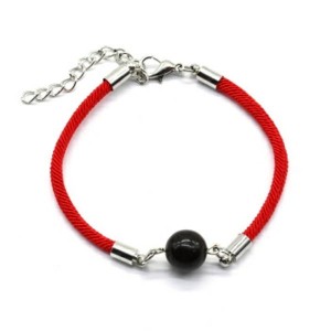 Браслет оберег красная нить с янтарем шарик 10мм цвет кофейный, серебристый, 18см Браслет оберег красная нить с янтарем шарик 10мм цвет кофейный, серебристый, 18см