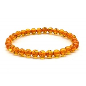 Браслет из янтаря шарик 6мм цвет светло-коньячный, 17см (иск.)