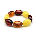 Браслет крупный из янтаря галтовка 15*25мм цвет молочный, коньячный, вишня, 17см (иск.)