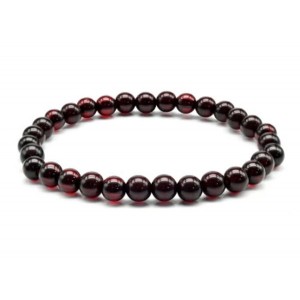 Браслет из янтаря шарик 6мм цвет вишня, 17см (иск.)