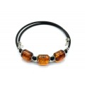 Браслет с янтарем на пружинке цилиндр 10*12мм цвет коньячный, 17см