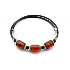 Браслет с янтарем на пружинке цилиндр 9*12мм цвет коньячный, 17см