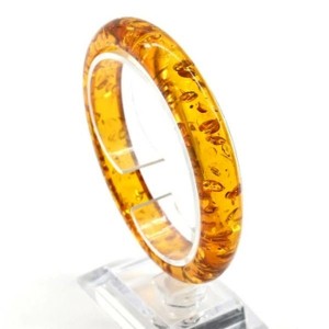 Браслет кольцо из янтаря искусственного цвет медовый, 19см