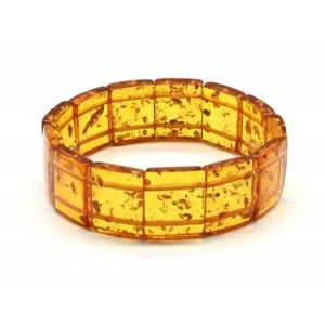 Браслет из янтаря прямоугольник 21*16мм цвет светло-коньячный, 18см (иск.)