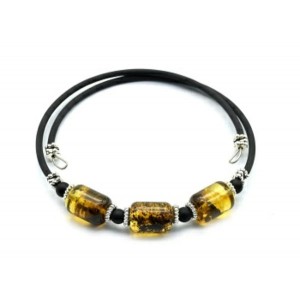 Браслет с янтарем на пружинке цилиндр 9*12мм цвет зеленый, 17см