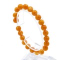 Браслет с шариками из янтаря 8мм цвет карамельный, 15см (иск.)