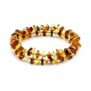 Браслет из янтаря на пружинке крошка цвет лимонный, коньячный, 17см