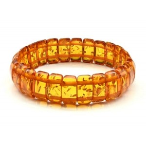 Браслет из янтаря прямоугольник 14*7мм цвет светло-коньячный. (иск.)